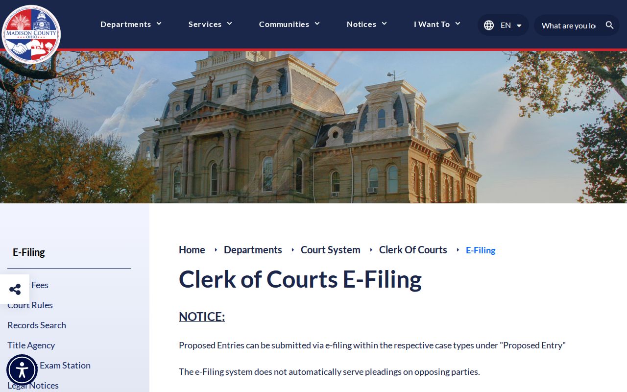Madison County case lookup Common Pleas e-filing information