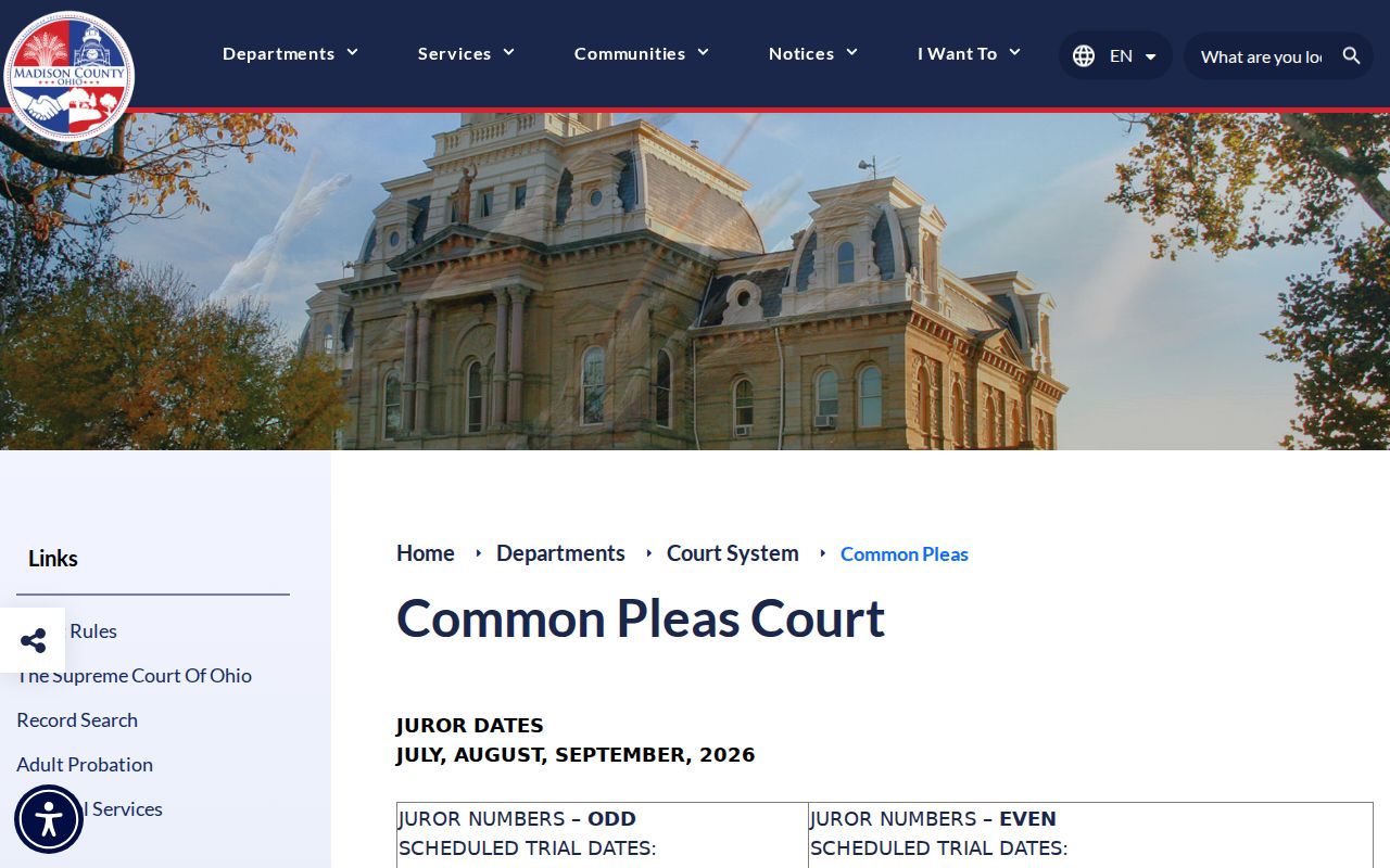 Madison County court docket Common Pleas court resource