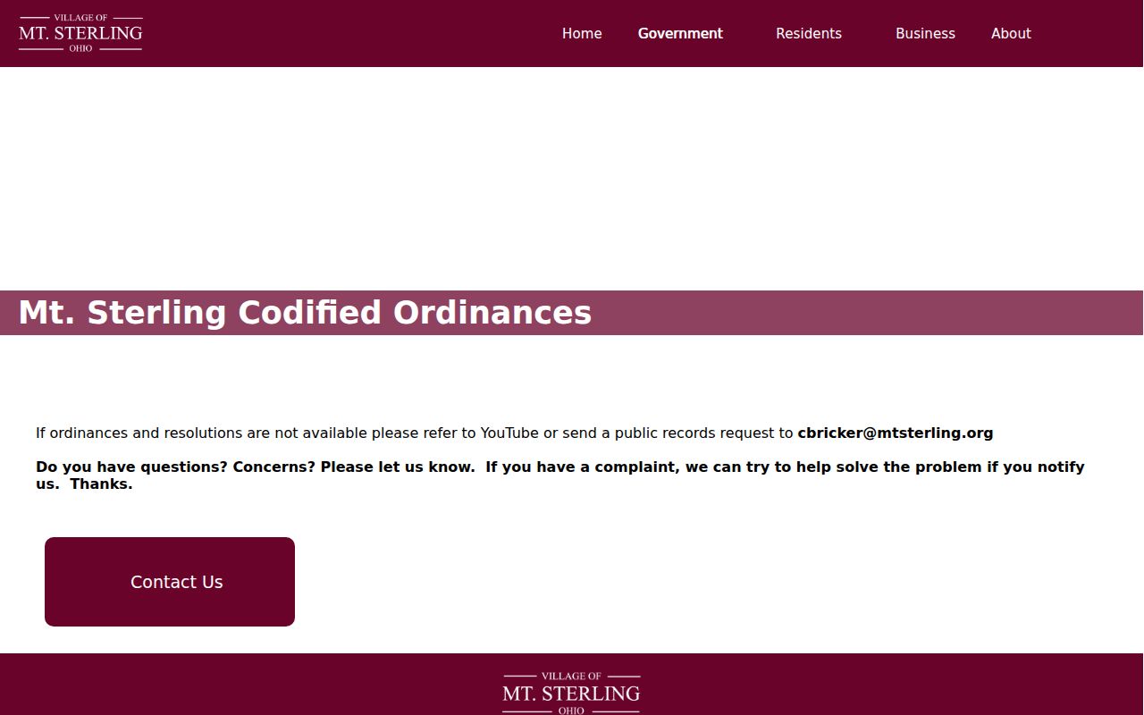 Mount Sterling court docket ordinance records boundary source